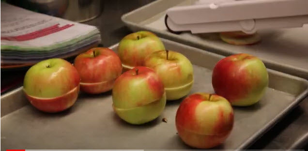 Apples on tray for gourmet popcorn